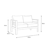 Paris 5 Seater White Aluminium Sofa Lounge Suite - Grey Cushion