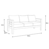 Paris 5 Seater White Aluminium Sofa Lounge Suite - Grey Cushion