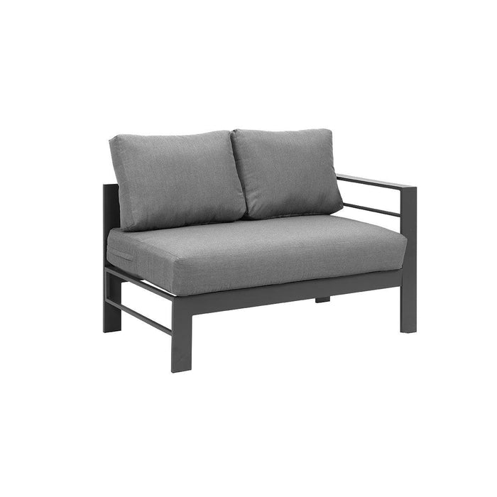 Paris 6 Seater Charcoal Aluminium L-Shaped Sofa Lounge Set - Grey Cushion