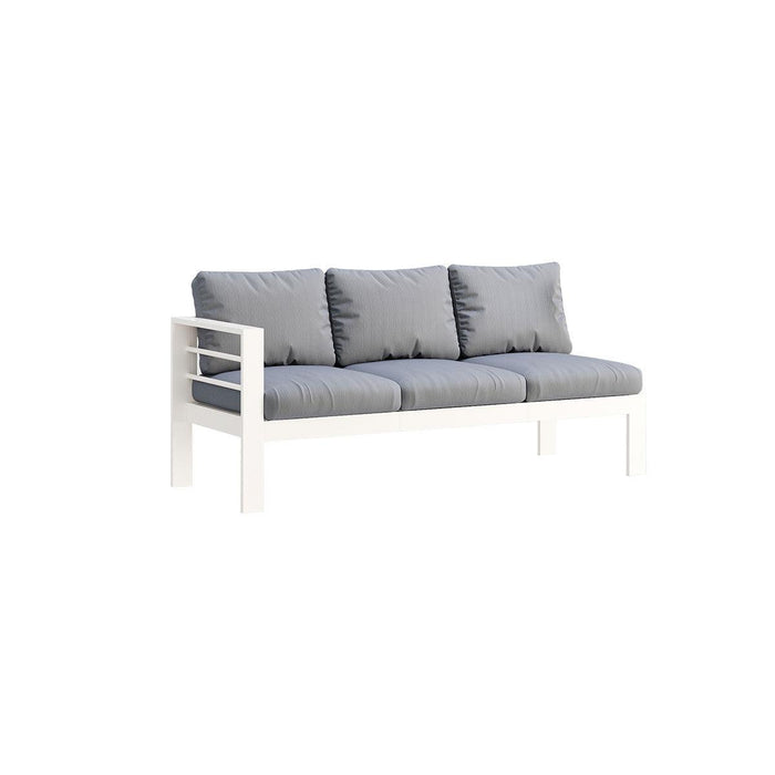 Paris 6 Seater White Aluminium L-Shaped Sofa Lounge Set - Grey Cushion