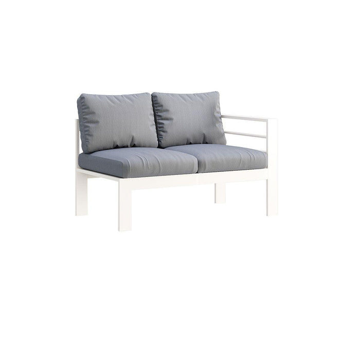 Paris 6 Seater White Aluminium L-Shaped Sofa Lounge Set - Grey Cushion