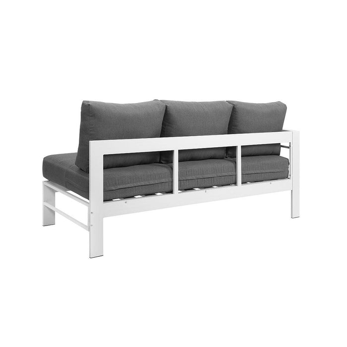 Paris 6 Seater White Aluminium L-Shaped Sofa Lounge Set - Grey Cushion