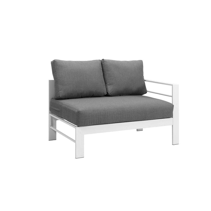 Paris 6 Seater White Aluminium L-Shaped Sofa Lounge Set - Grey Cushion