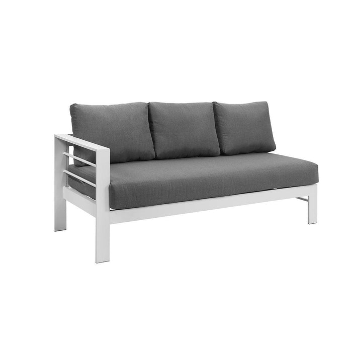 Paris 6 Seater White Aluminium L-Shaped Sofa Lounge Set - Grey Cushion