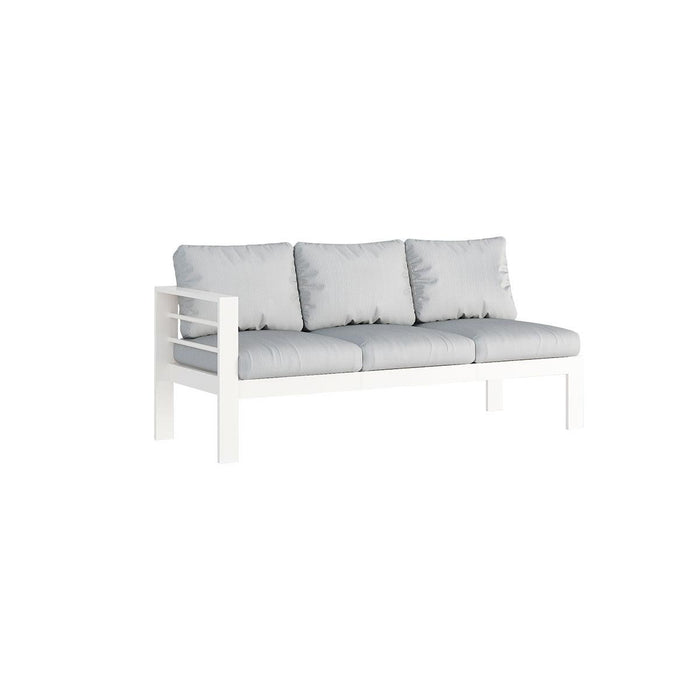 Paris 6 Seater White Aluminium L-Shaped Sofa Lounge Set - Light Grey Cushion