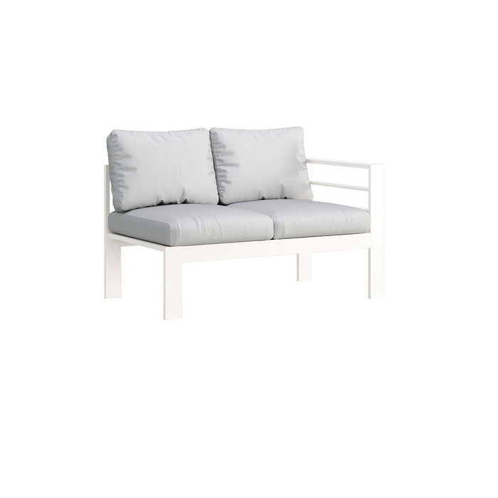 Paris 6 Seater White Aluminium L-Shaped Sofa Lounge Set - Light Grey Cushion