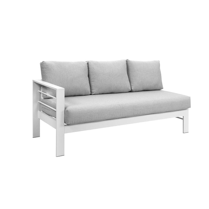 Paris 6 Seater White Aluminium L-Shaped Sofa Lounge Set - Light Grey Cushion