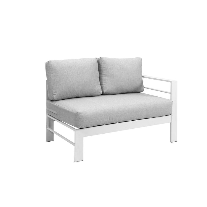 Paris 6 Seater White Aluminium L-Shaped Sofa Lounge Set - Light Grey Cushion