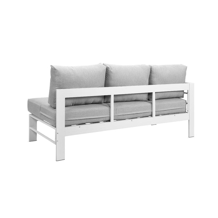 Paris 6 Seater White Aluminium L-Shaped Sofa Lounge Set - Light Grey Cushion