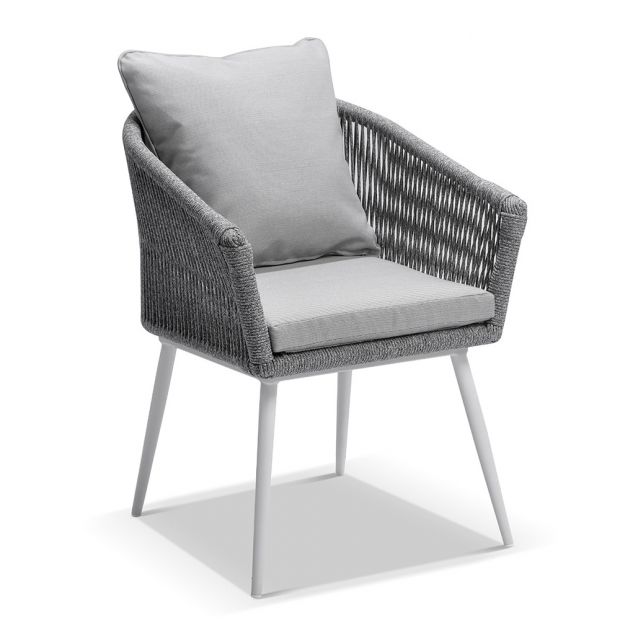 SANTORINI 1.8M OUTDOOR RECTANGLE ALUMINIUM DINING TABLE WITH 6 HERMAN ROPE CHAIRS