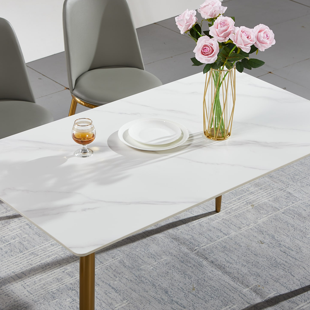 Telsa Dinning Gold Leg- White Top
