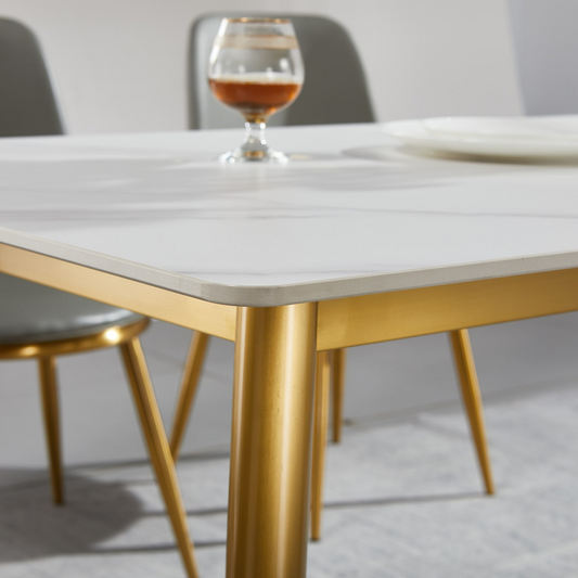 Telsa Dinning Gold Leg- White Top